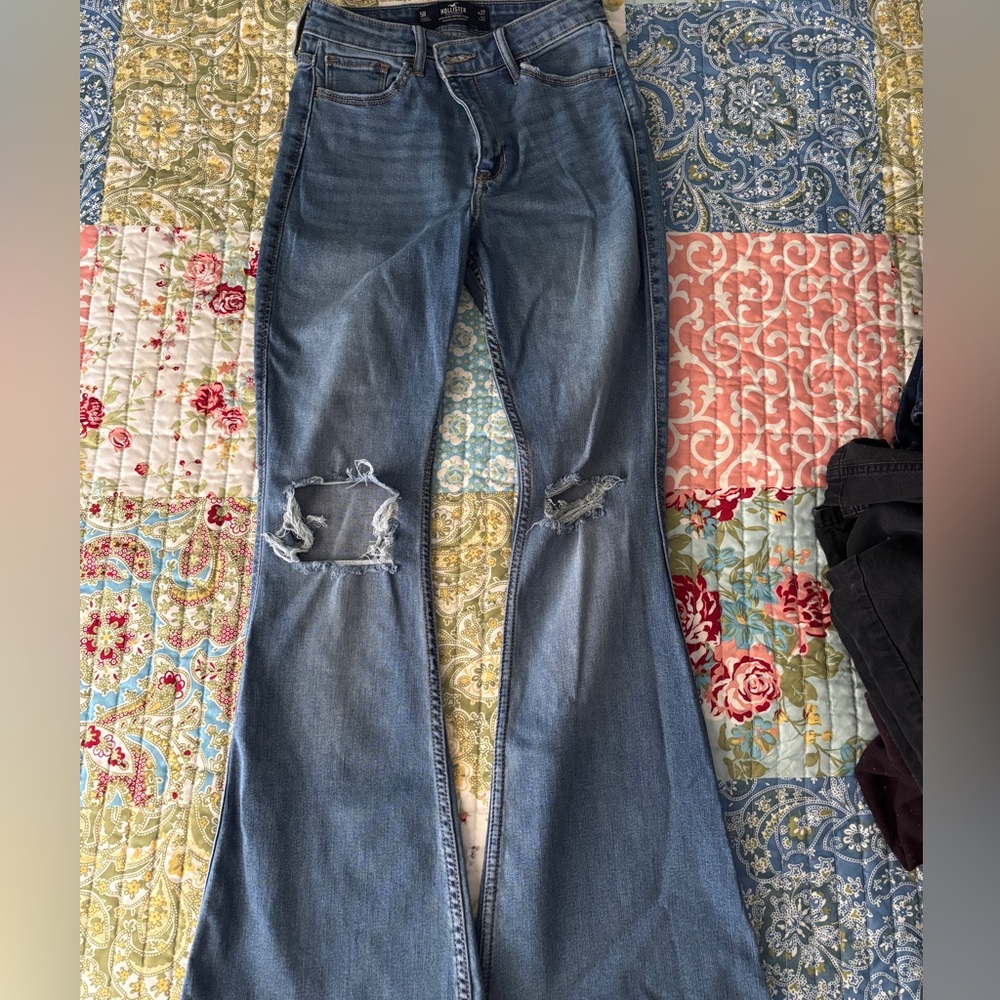 Hollister Blue Flare Wide Leg Jeans
